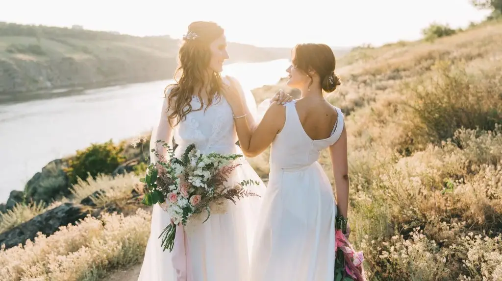 Same-sex couple at their destination wedding